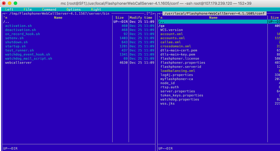 Web Call Server config folder