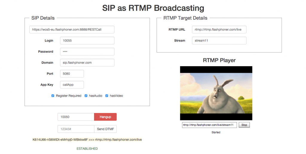 Demo_page_established_SIP_call_RTMP_broadcast_started