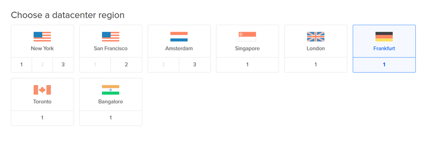 Choose a datacenter region