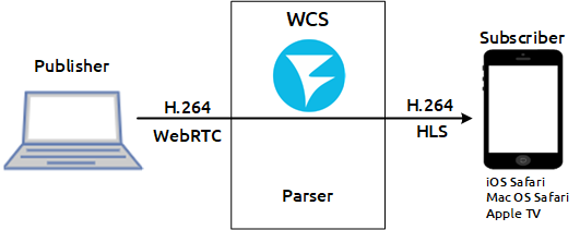 scheme_adaptation_WebRTC_HLS_WCS_RTSP_RTMP_iOS_browser_MacOS_CDN