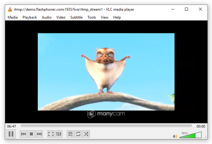 vlc playing SIP as RTMP WCS Stream player browser
