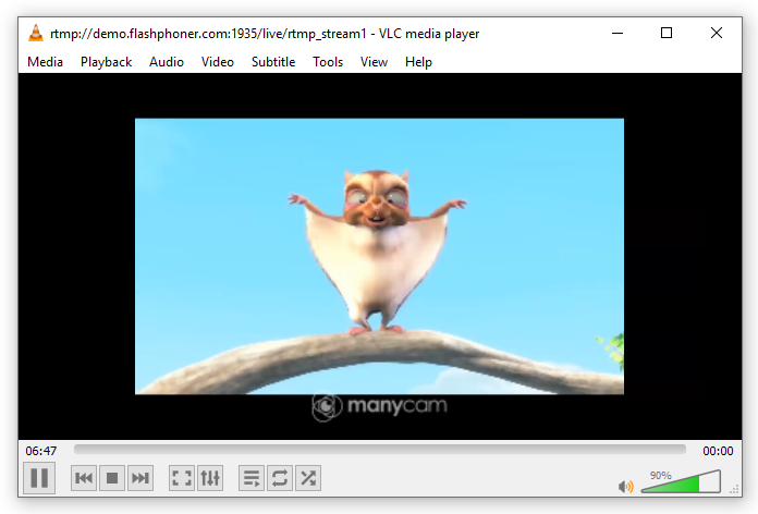 vlc playing SIP as RTMP WCS stream player browser