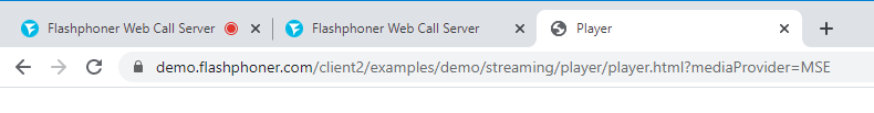 link MSE Player WCS WebRTC Websocket browser